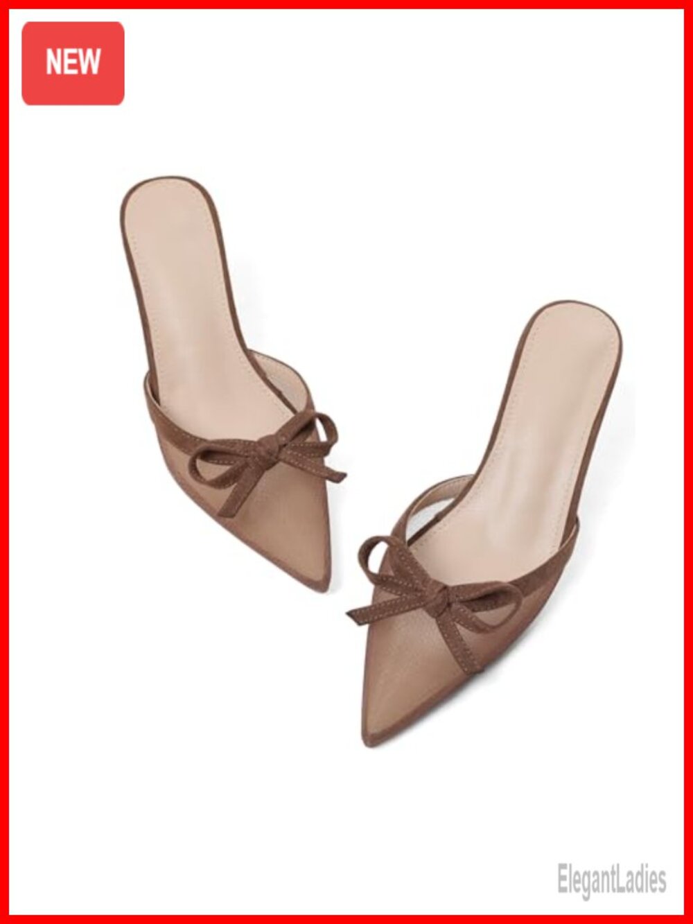 Kitten Heels Mesh Closed Toe Pumps Bow Mule Slip-On Women Office